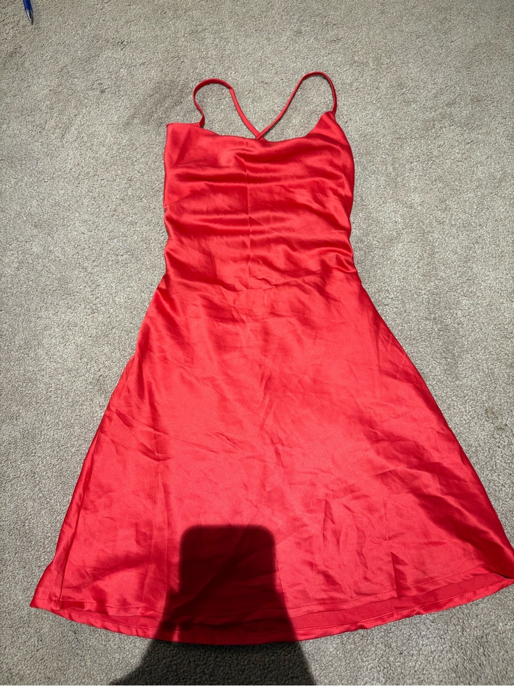 Princess Polly Red Satin Midi Slip Dress with Spaghetti Straps size 0
